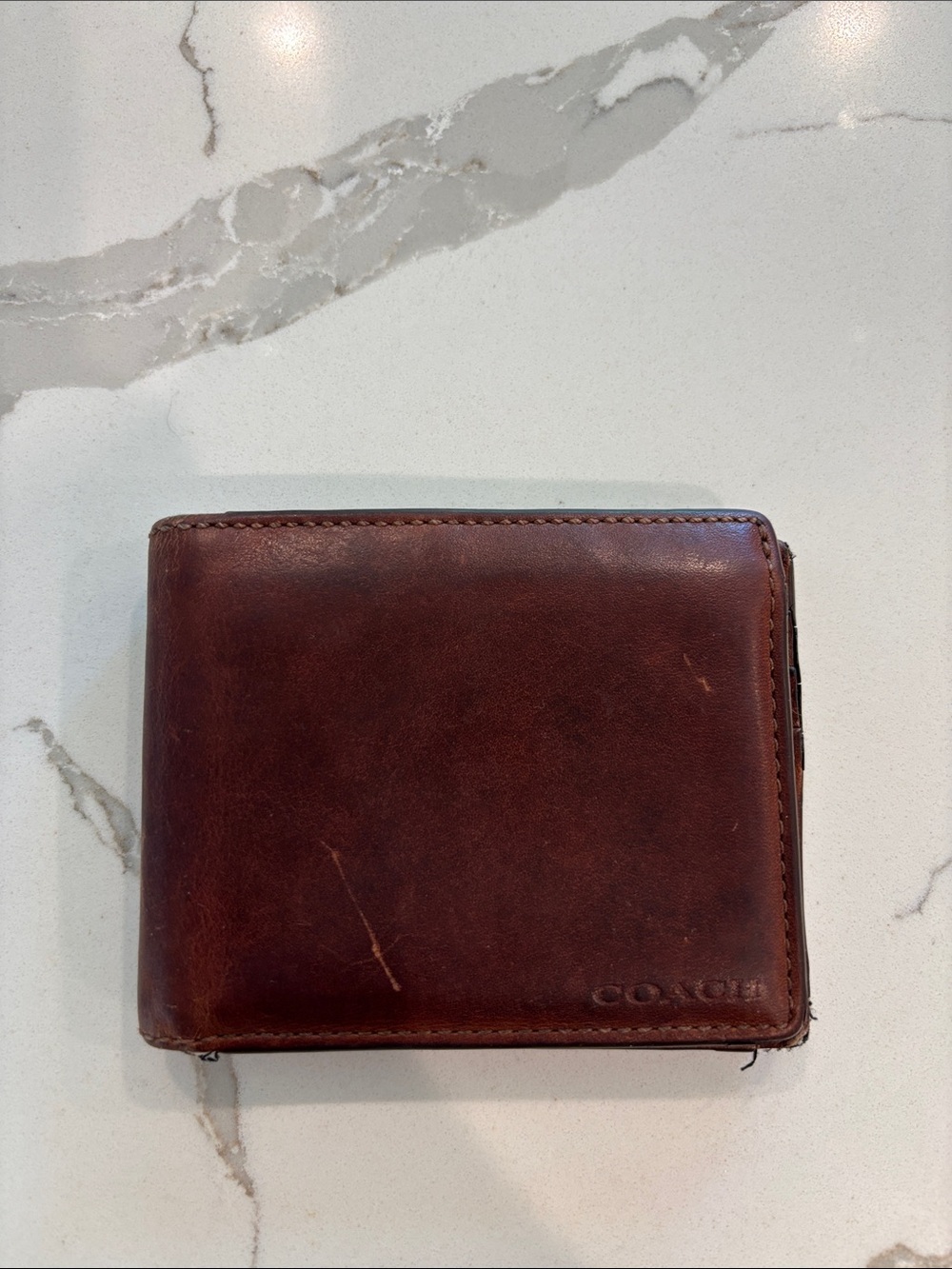 Coach Men’s Money Clip Wallet - Dark Brown Leather